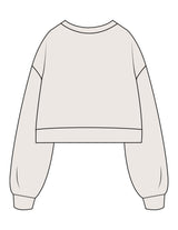 The Womens Crop Crewneck - Bone - The Ave Studio - Center Chest Stacked - Embroidered - Full Color