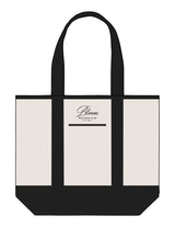The Contrast Tote Bag - Natural / Black - Bloom Pilates - Top Body Stacked - Embroidered - Black