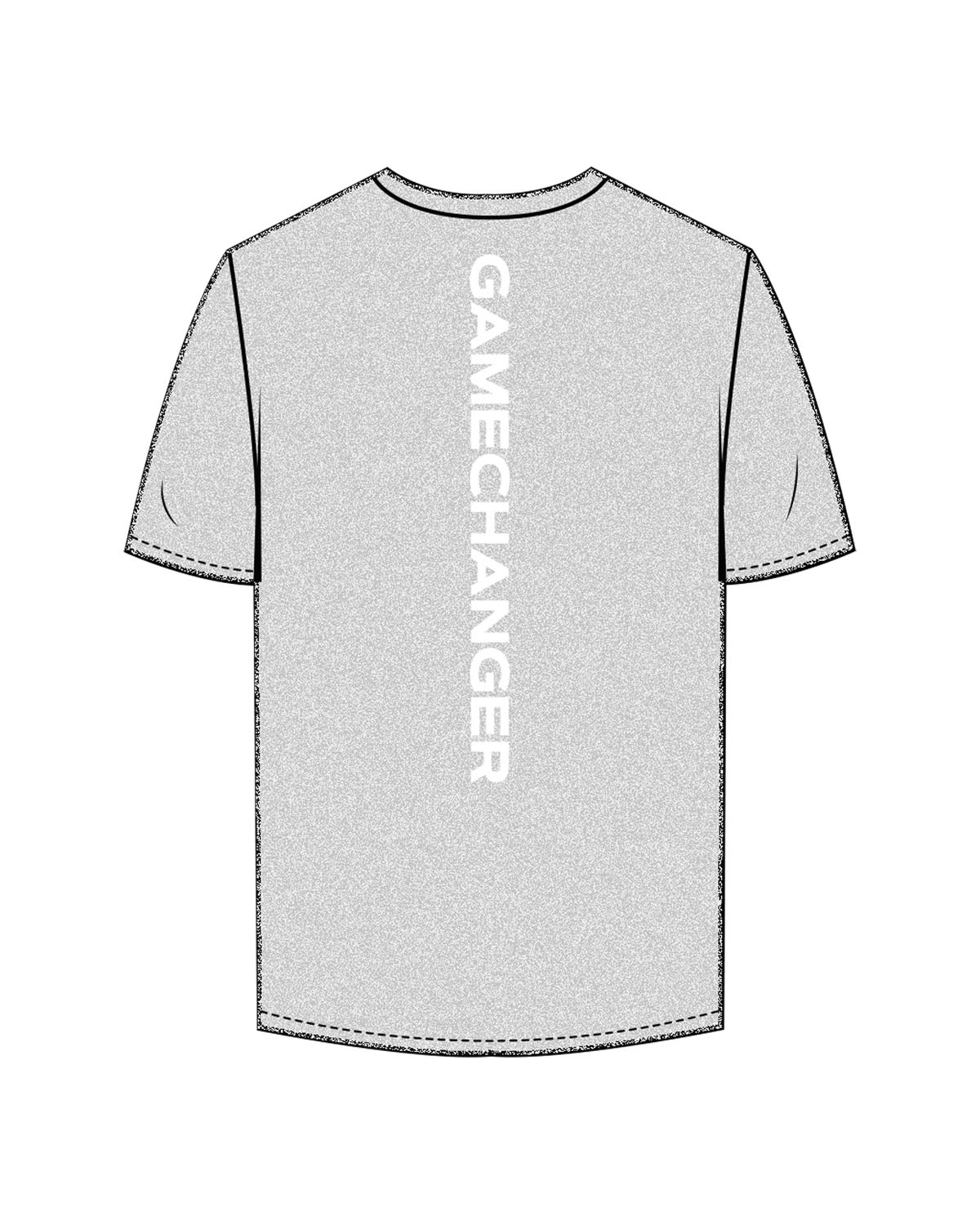 The Mens Tee - Heather - Game Changer - Chest & Back - Printed - White