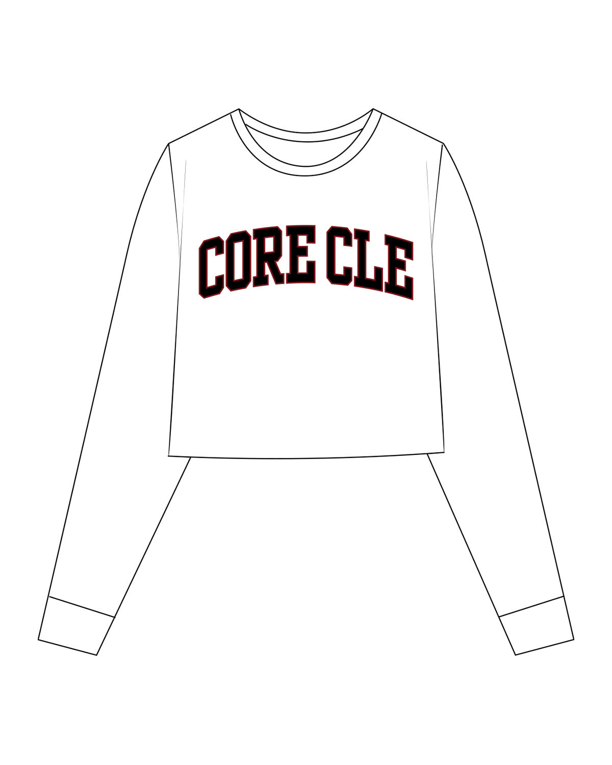 The Crop Long Sleeve - White - Core CLE - Center Chest - Printed - Full Color