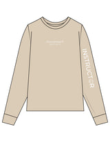 The Mens Heavyweight Long Sleeve - Washed Khaki - Movement Pilates Buffalo - Center Chest Stacked & Left Sleeve - Printed - White