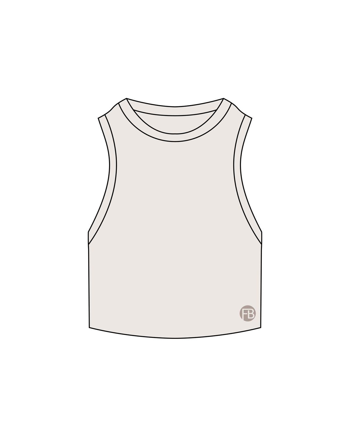 The Ribbed Crop Tank - Bone - Krista - Lower Left Corner - Embroidered - Tone on Tone