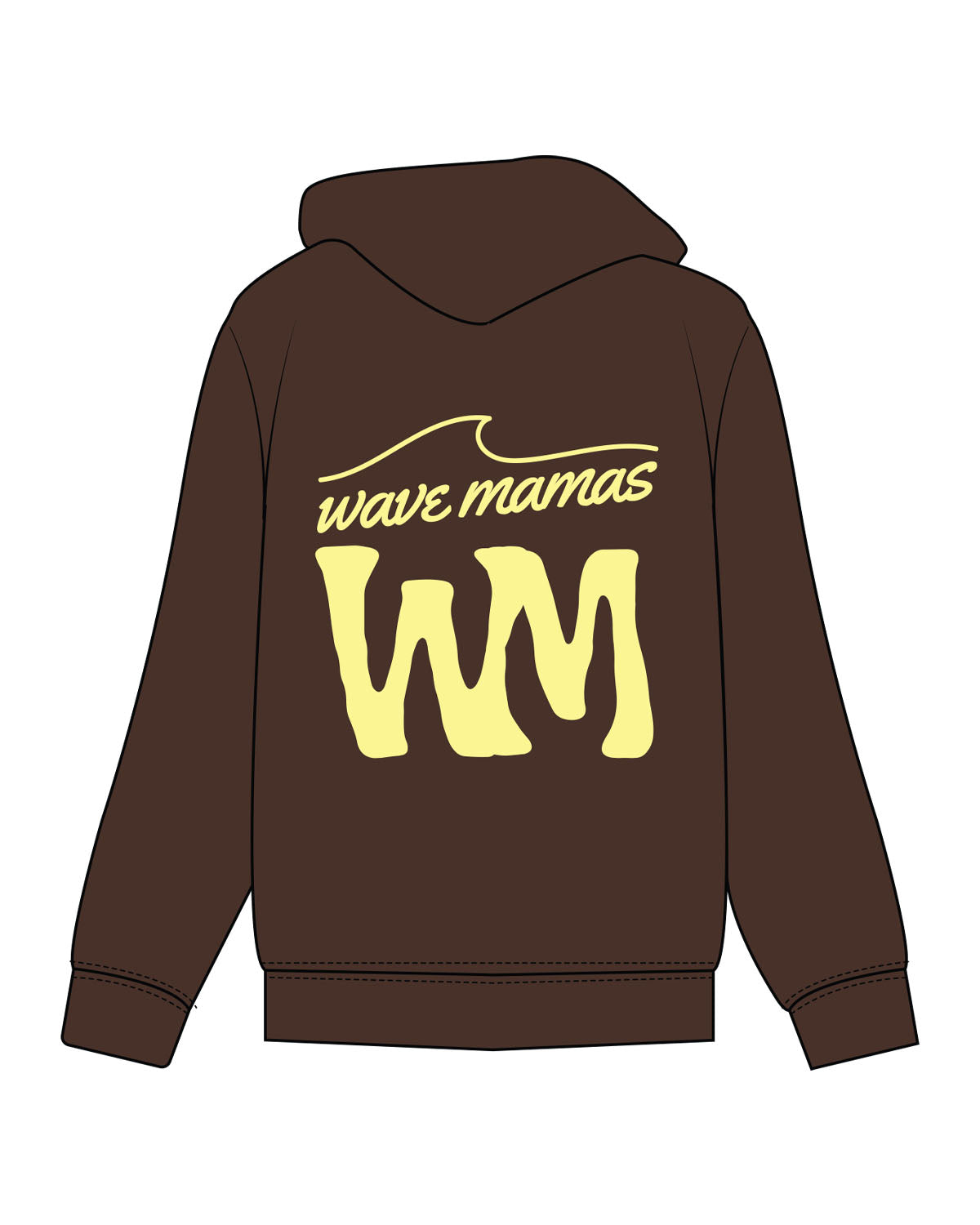 The Recycled Unisex Zip Hoodie - Brown - Wave Mamas - Left Chest & Center Back Stacked - Printed - Yellow
