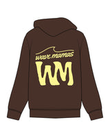 The Recycled Unisex Zip Hoodie - Brown - Wave Mamas - Left Chest & Center Back Stacked - Printed - Yellow