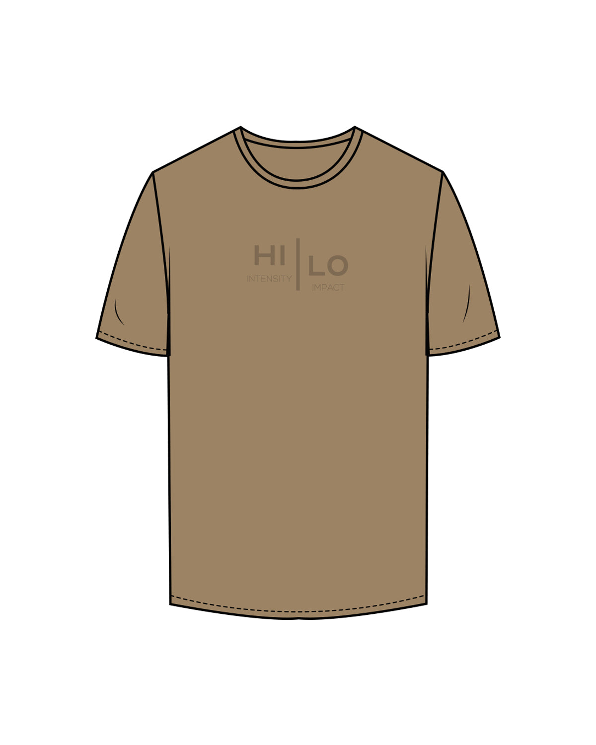 The Mens Tee - Sand - HiLo - Center Chest Stacked - Tone on Tone