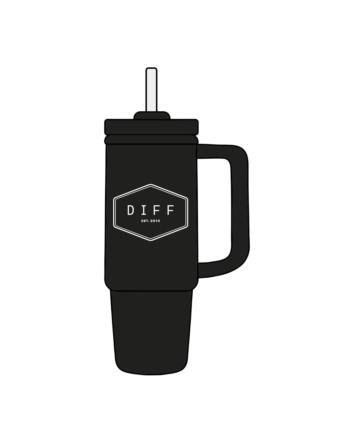 The Tumbler Cup - Black - DiffEyewear - Center Body EST - Printed - White