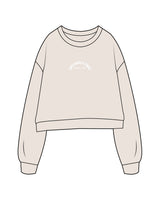 The Studio Crop - Taupe - Ignite Barre & Fitness - Center Chest Arc Stacked - Printed - White