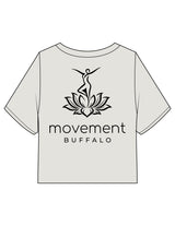 The Heavyweight Crop Tee - Washed Bone - Movement Pilates Buffalo - Back Stacked "LOTUS" - Printed - Black