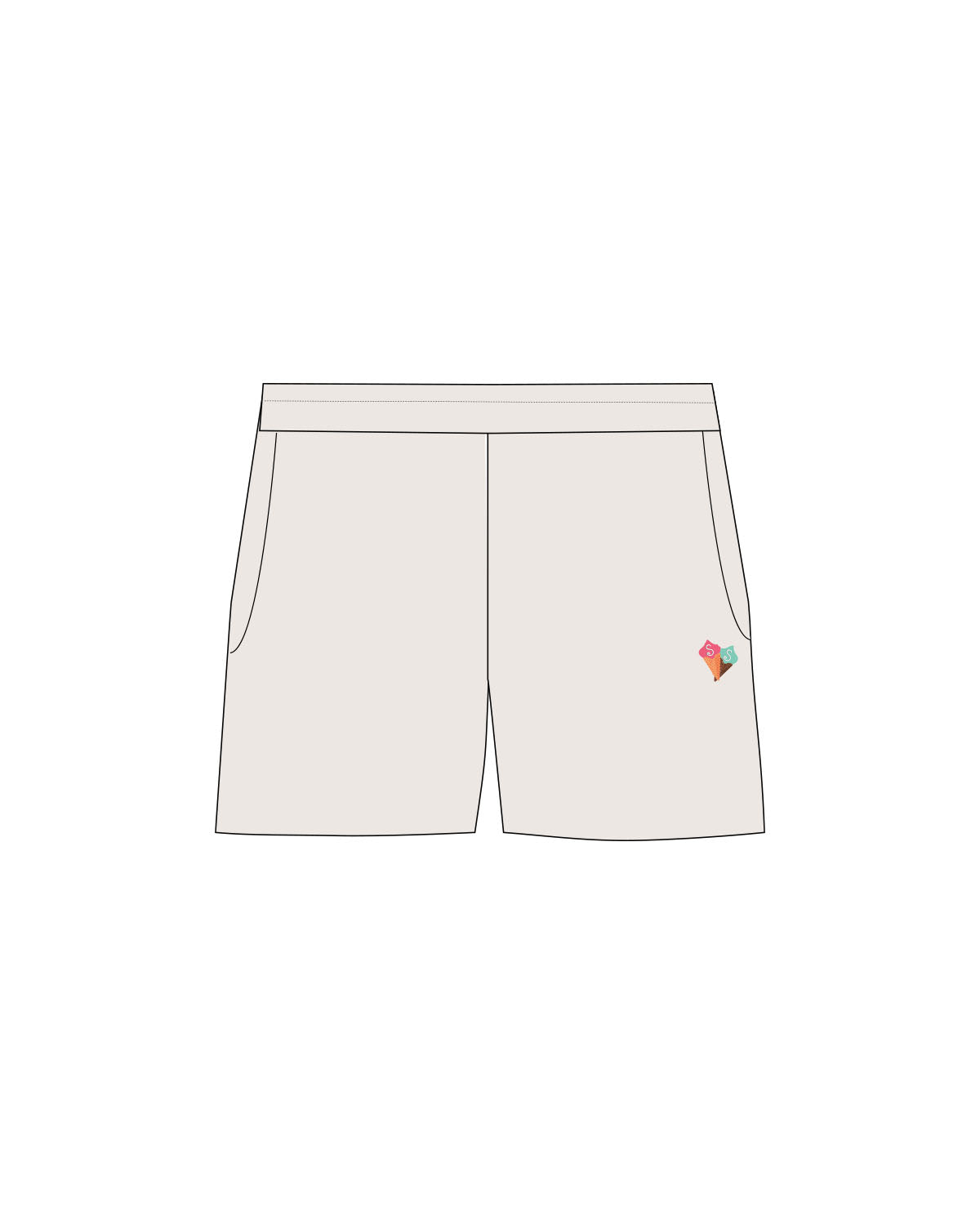The Womens Sweat Shorts - Bone - Country Store Main - Left Leg - Printed - Full Color