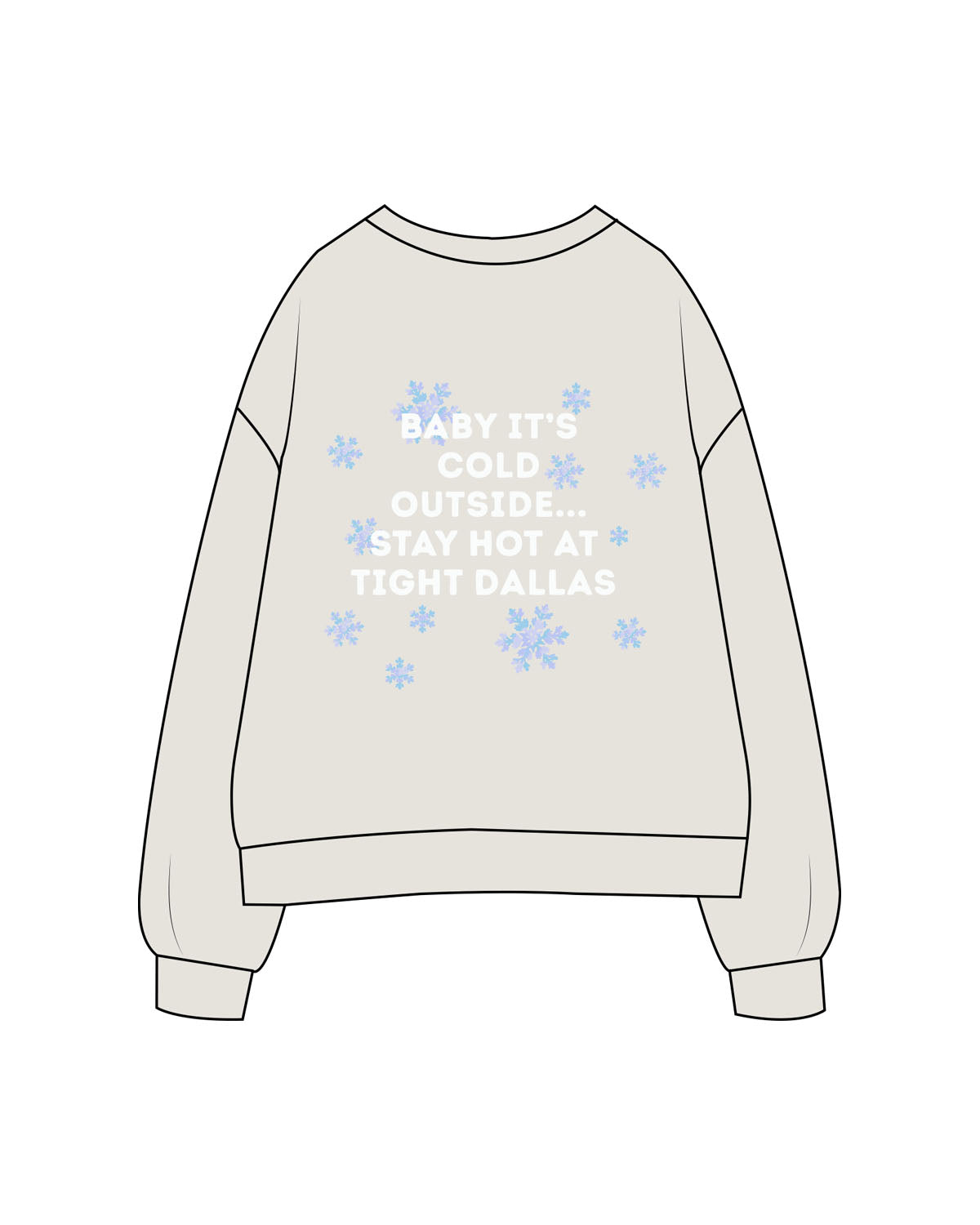 The Womens Crewneck - Washed Bone   - Tight Dallas - Left Chest - & Back - Printed  - Full Color