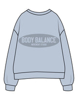 The Womens Crewneck - Powder - Body Balance - Left Chest & Back Oval Stacked - Tone on Tone
