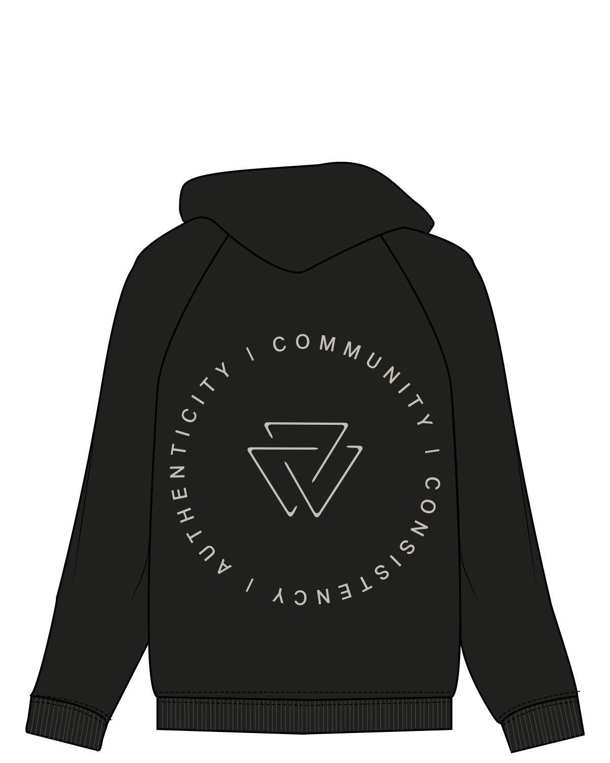 Commit Fitness - Womens Zip Hoodie - Black with Oat