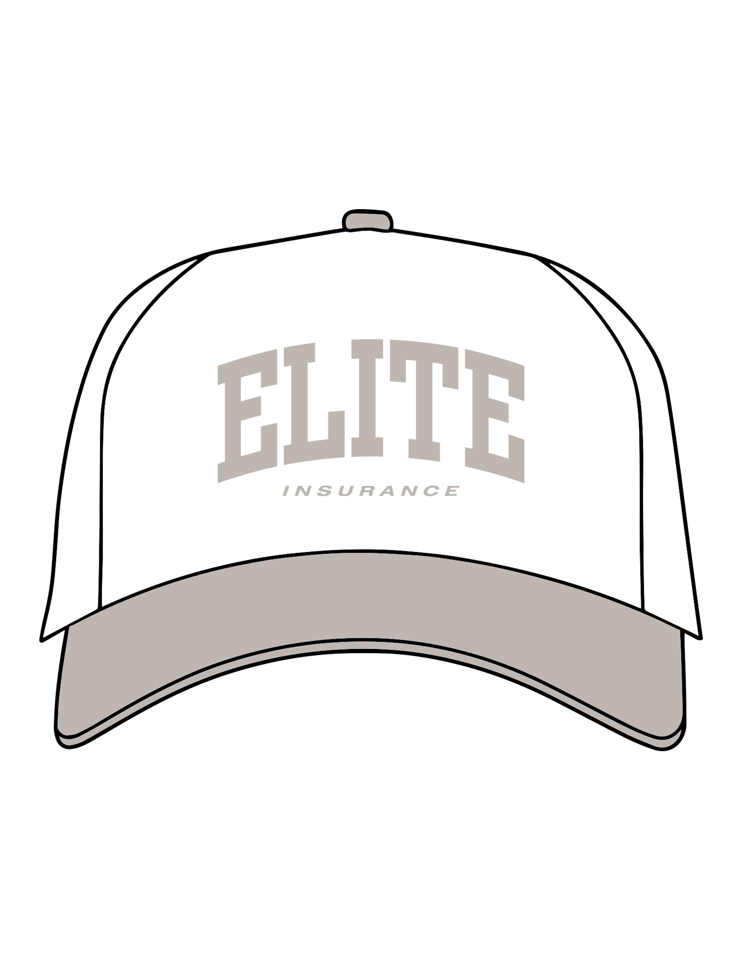The Canvas Cap - Natural / Walnut - Elite Insurance - Center Crown Stacked - Printed - Walnut