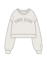 The Womens Crop Crewneck - Bone - Core&Co - Center Chest Stacked & Right Wrist - Printed - Tone on Tone
