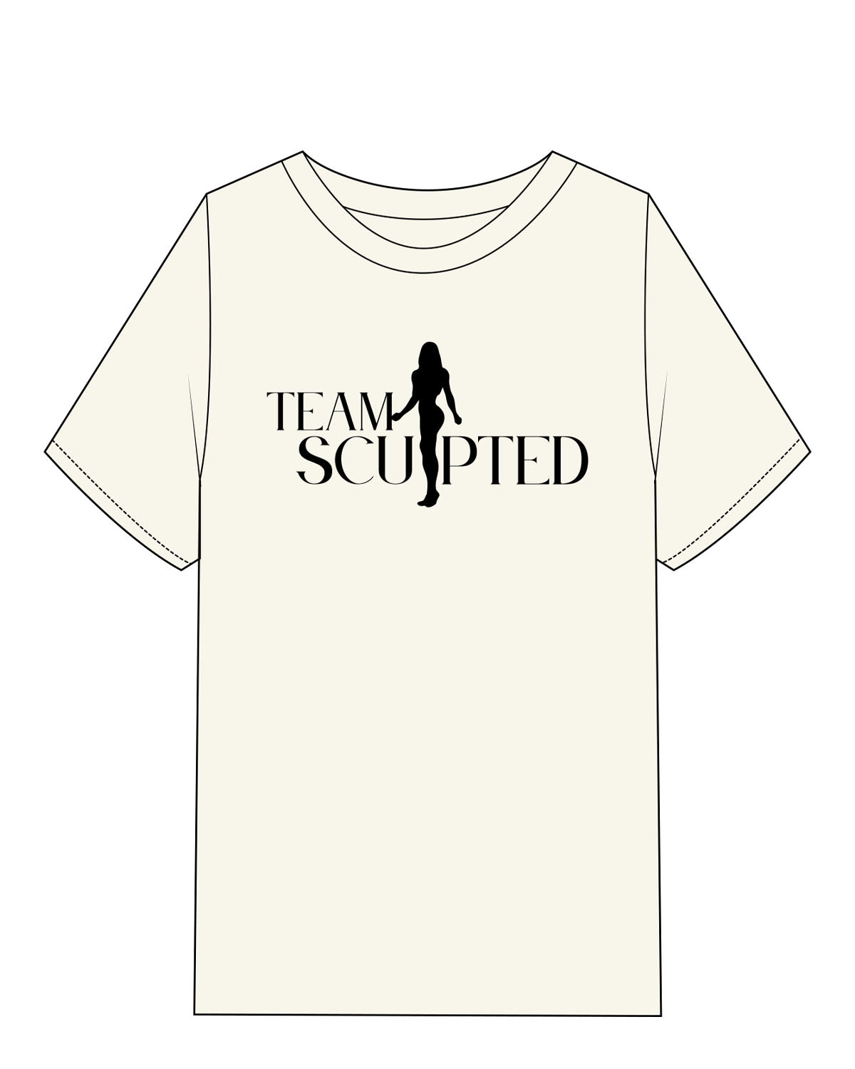 The Womens Heavyweight Tee - Off White - Team Sculpted - Center Chest - Printed - Black