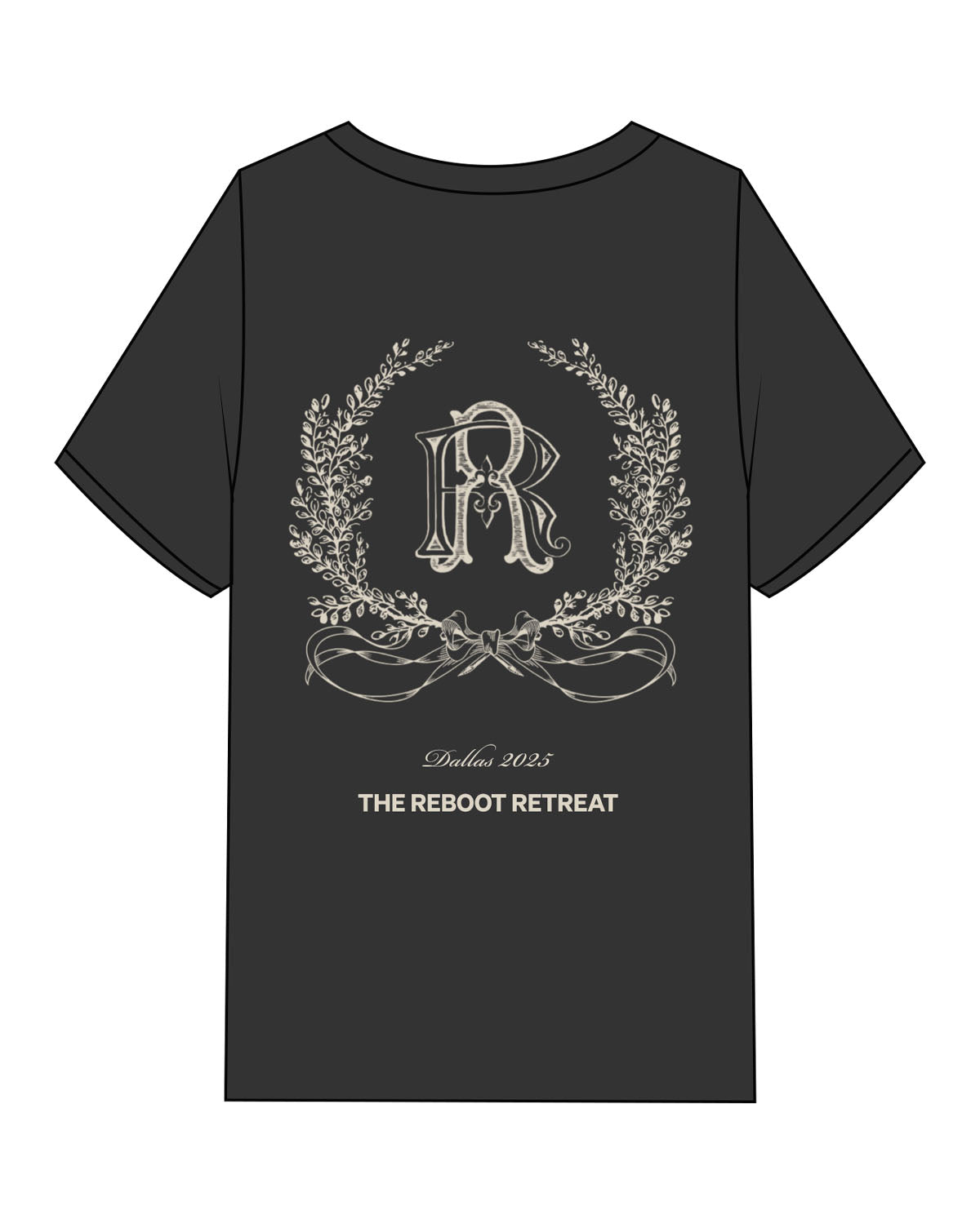 The Womens Heavyweight Tee - Washed Black - Reboot - Left Chest & Back Stacked - Printed - Off White