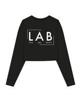 The Crop Long Sleeve - Black - Lab - Front & Back Center - Full Color
