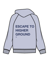 The Womens Hoodie - Powder - Higher Ground - Center Chest & Back Stacked - Printed - Cobalt Blue