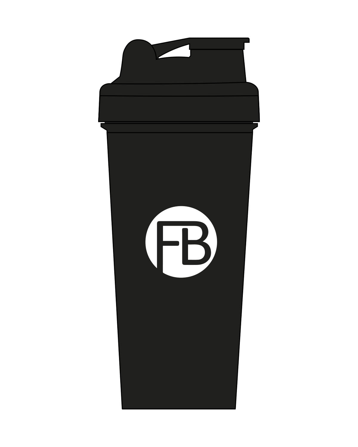 The Shaker Bottle - Black - Krista - Center Body Round - Printed - White
