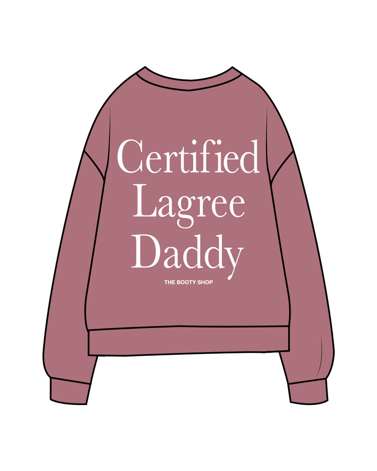 The Midweight Unisex Crewneck - Washed Maroon - The Booty Shop - Left Chest & Center Back Stacked " DADDY" - Printed - White