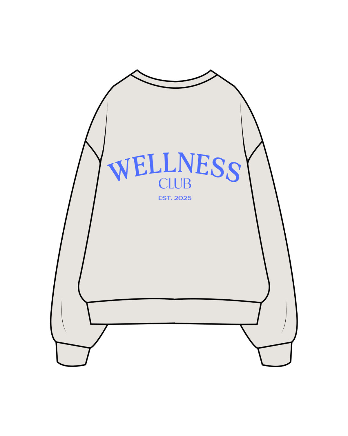 The Womens Crewneck - Washed Bone - Shore Form - Left Chest Embroidered & Back Stacked Printed - Blue (5170ff)
