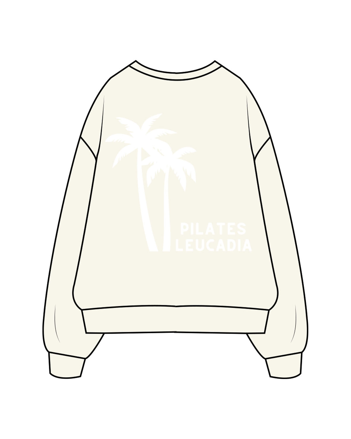 The Womens Heavyweight Crewneck - Off White - Pilates Leucadia - Center Chest & Back Stacked - White