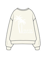 The Womens Heavyweight Crewneck - Off White - Pilates Leucadia - Center Chest & Back Stacked - White