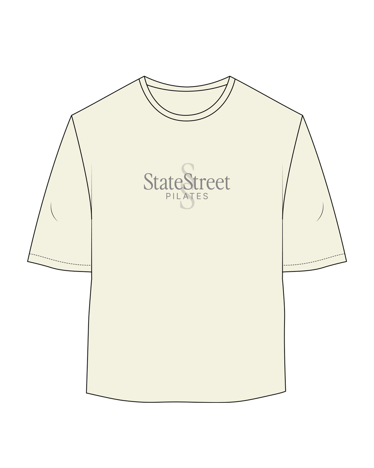 The Oversized Crop Tee - Butter - State Street - Center Chest Stacked - Printed - Full Color