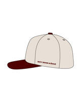 The Canvas Cap - Natural / Cardinal - New Mom School - Center Stacked - Hot Moms - Side Corner - Embroidered - Red