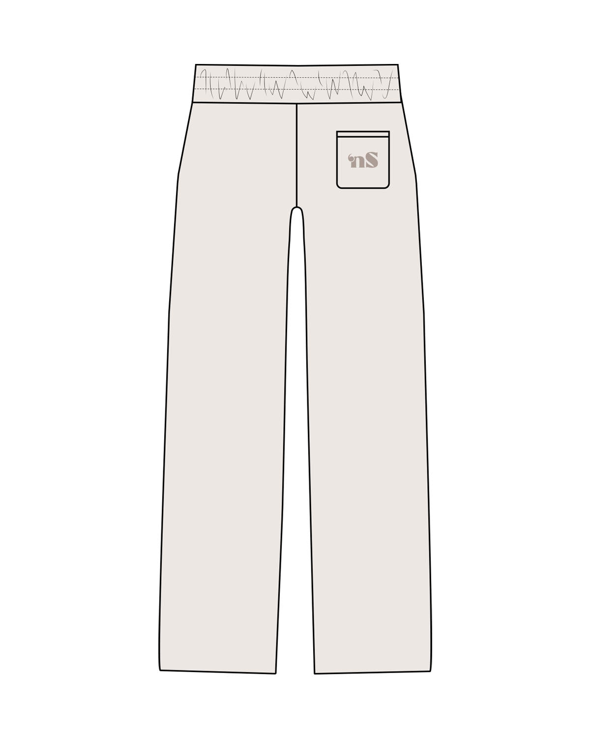 The Mens Straight Leg Sweatpants - Bone - NSpiers - Back Pocket - Tone on Tone