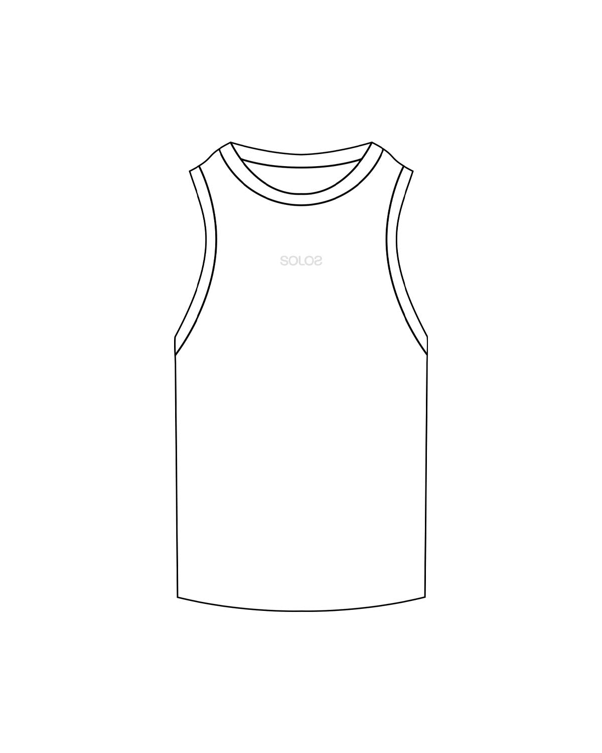 The Ribbed Full Length Tank - White - Solo Pilates - Chest Center- Embroidered - White