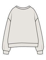 The Womens Crewneck - Washed Bone - Pilates Evolution - Chest Arc Stacked - Printed - Charcoal