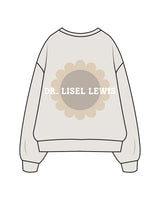 The Womens Crewneck - Washed Bone - Lisel Lewis - Right Chest & Back Center - Full Color