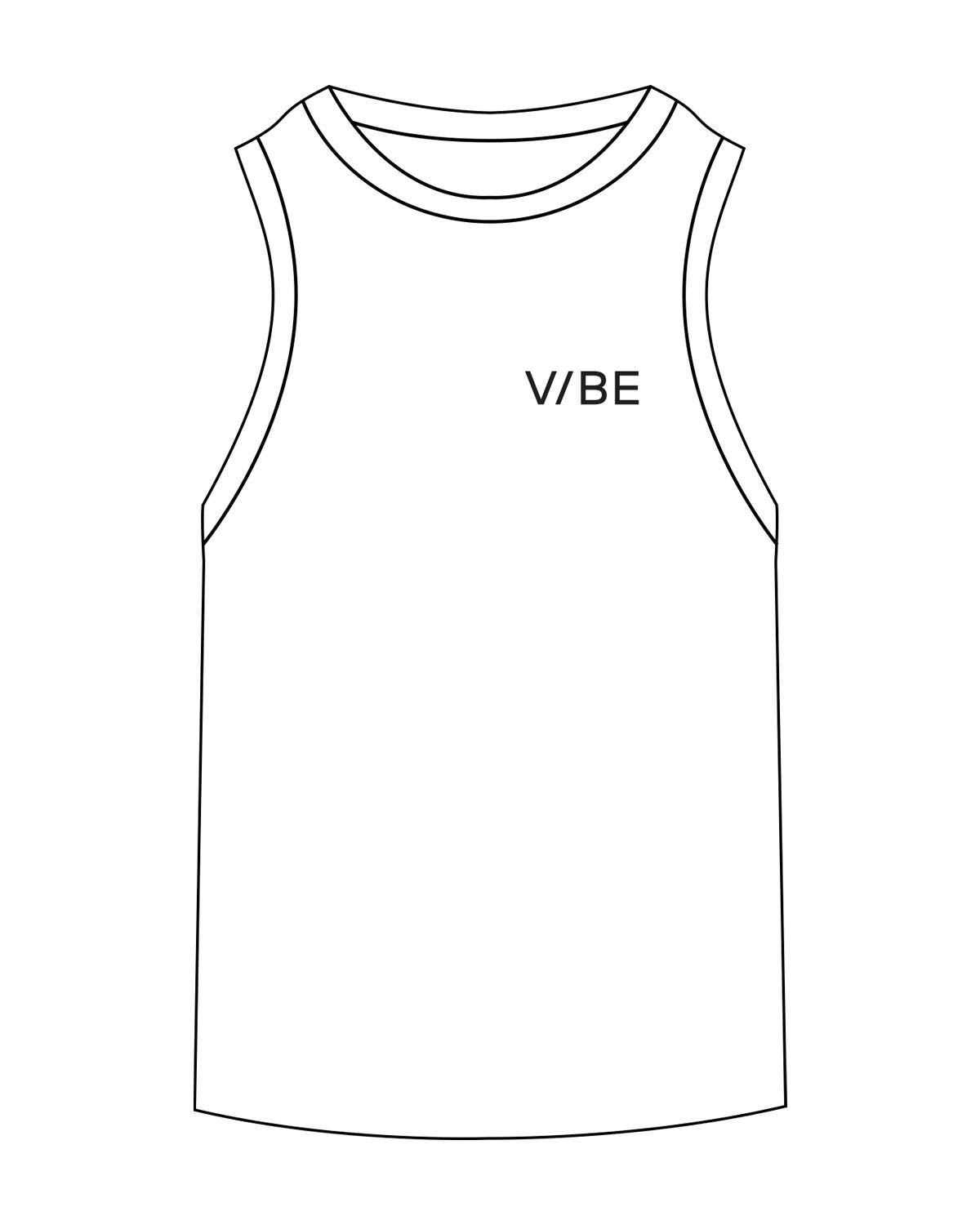 The Mens Ribbed Tank - White - The Vibe - Left Chest - Embroidered - Black