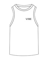 The Mens Ribbed Tank - White - The Vibe - Left Chest - Embroidered - Black