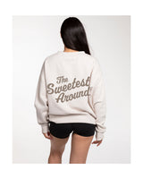 The Womens Crewneck - Bone - Sugaring Place - Left Chest Stacked & Back Center Stacked - Cinereous