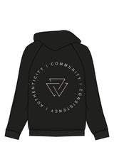 The Mens Zip Hoodie - Black - Commit Fitness - Left Chest & Full Back - Oat