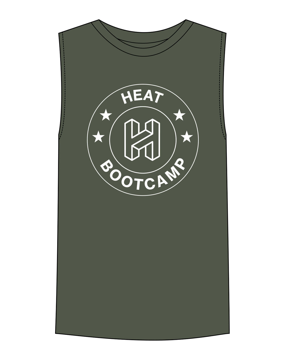 The Mens Tank - Cypress - Heat Bootcamp - Full Center Chest - White