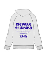 The Mens Hoodie - White Heather - Elevate - Front Arc & Back Stacked "92101" - Printed - Blue