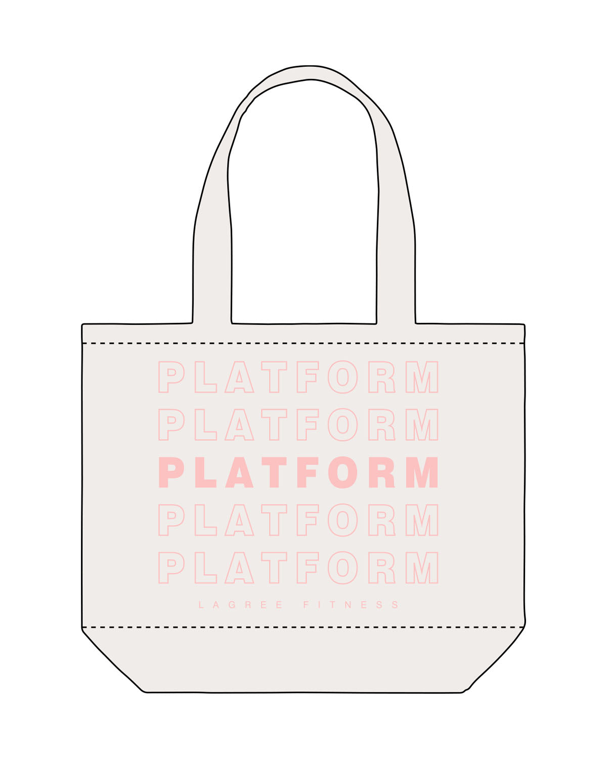 The Tote Bag - Natural  - Platform - Center Body Stacked - Printed - Pink