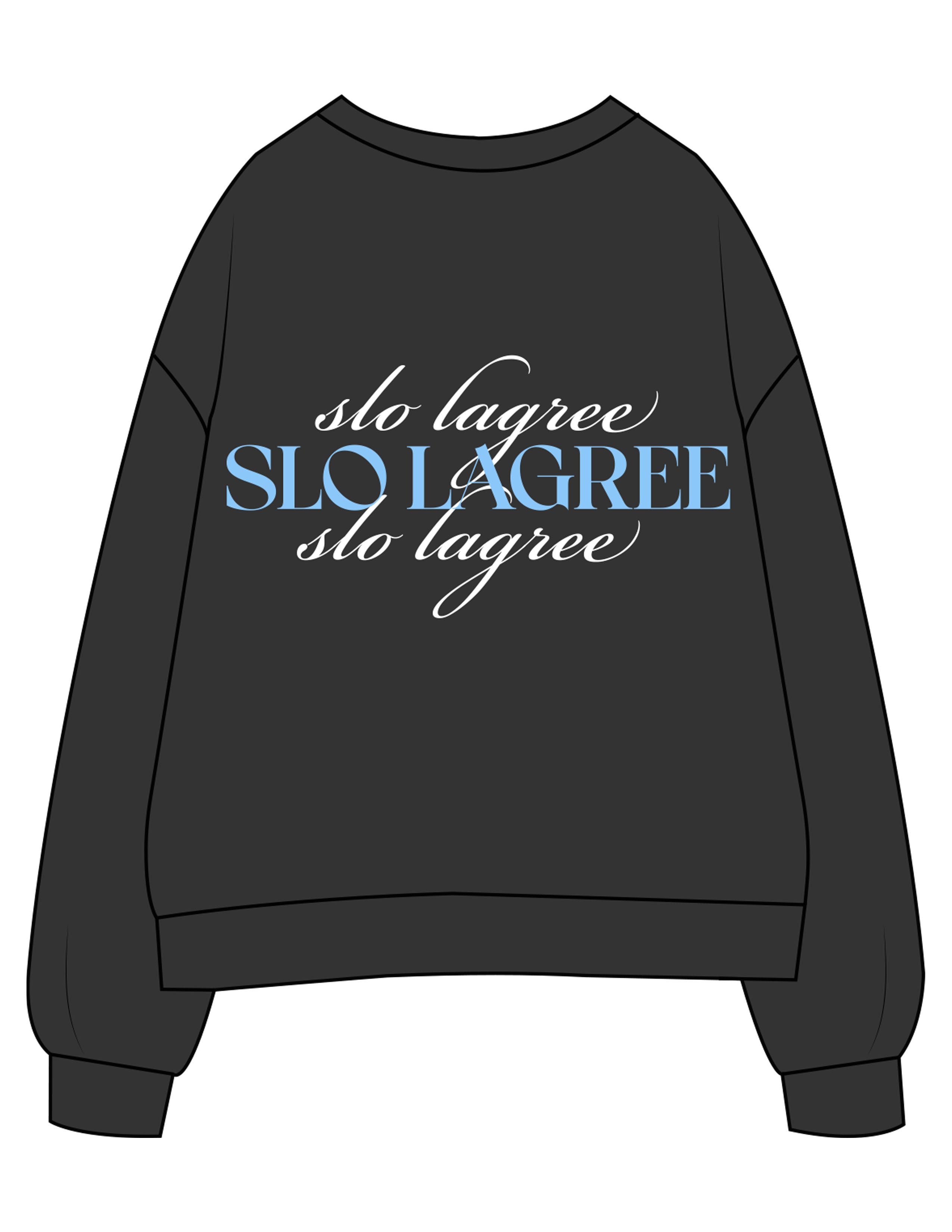 The Womens Crewneck - Washed Black - Powerhouse Fitness - Left Chest & Back Stacked - Printed - Full Color