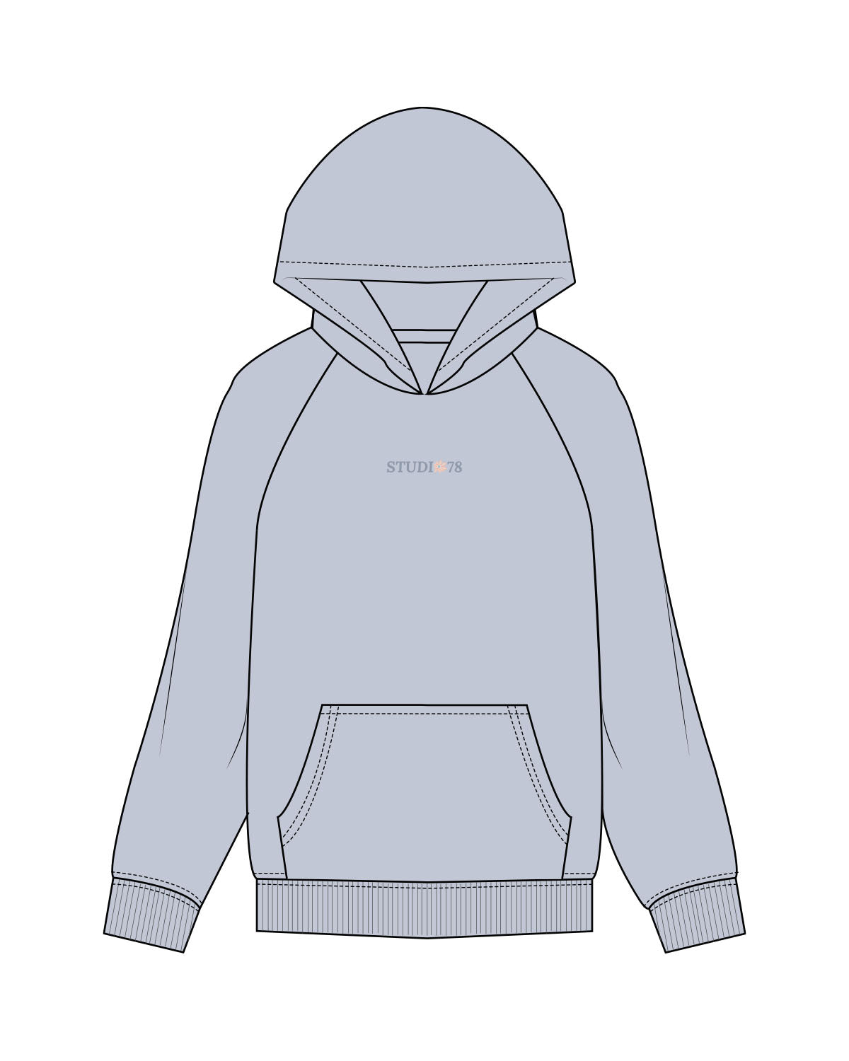 The Womens Hoodie - Powder - Studio 78 - Center Chest - Embroidered - Full Color