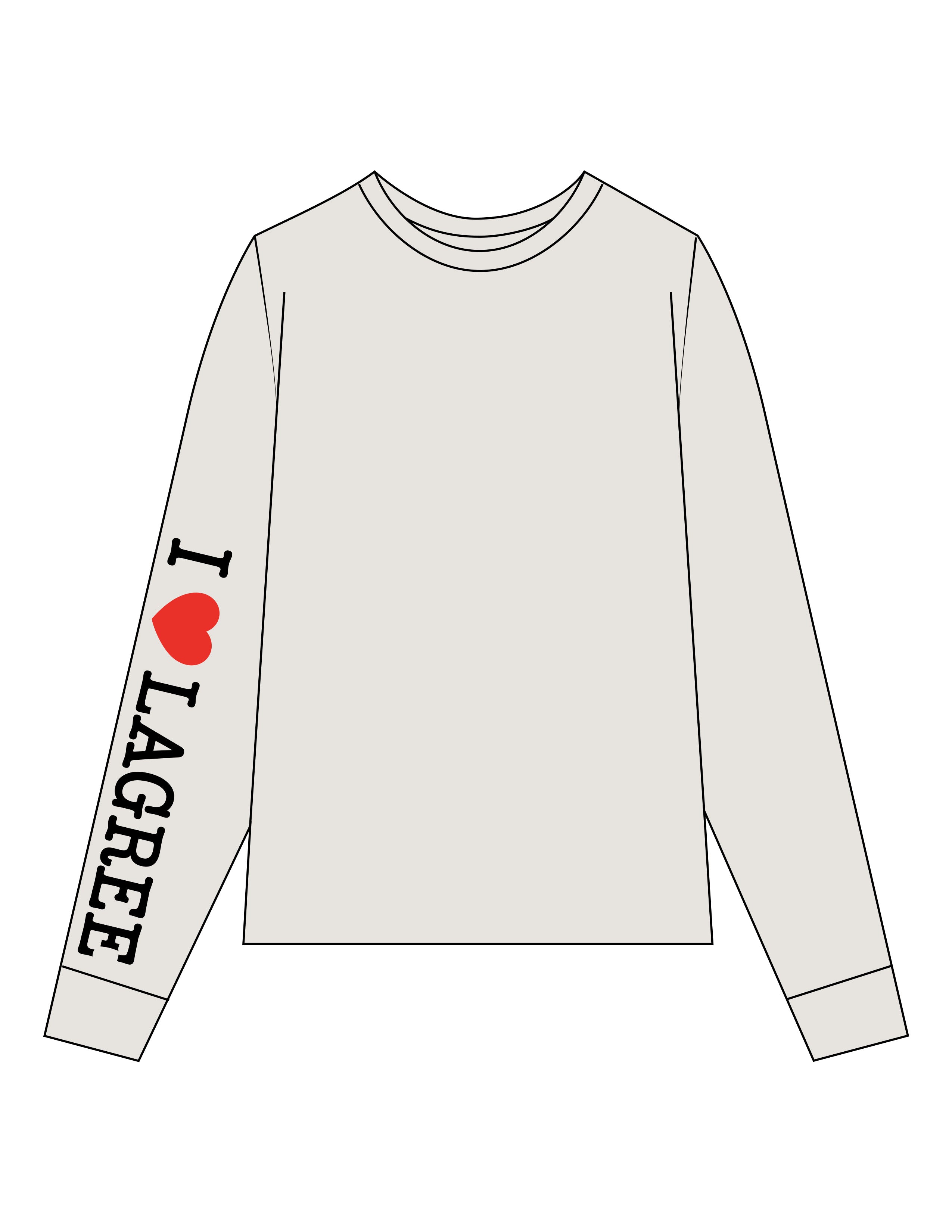 The Womens Heavyweight Long Sleeve - Washed Bone - Lagree Fit Expo 2026 I ♥ Lagree - Right Sleeve - Printed - Full Color
