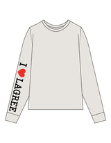 The Womens Heavyweight Long Sleeve - Washed Bone - Lagree Fit Expo 2026 I ♥ Lagree - Right Sleeve - Printed - Full Color