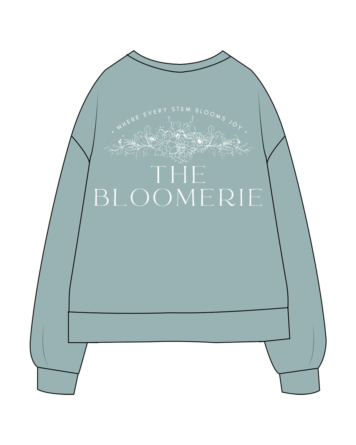 The Recycled Unisex Crewneck - Arctic - THE BLOOMERIE LLC - Left Chest & Back Stacked - Printed - Full Color