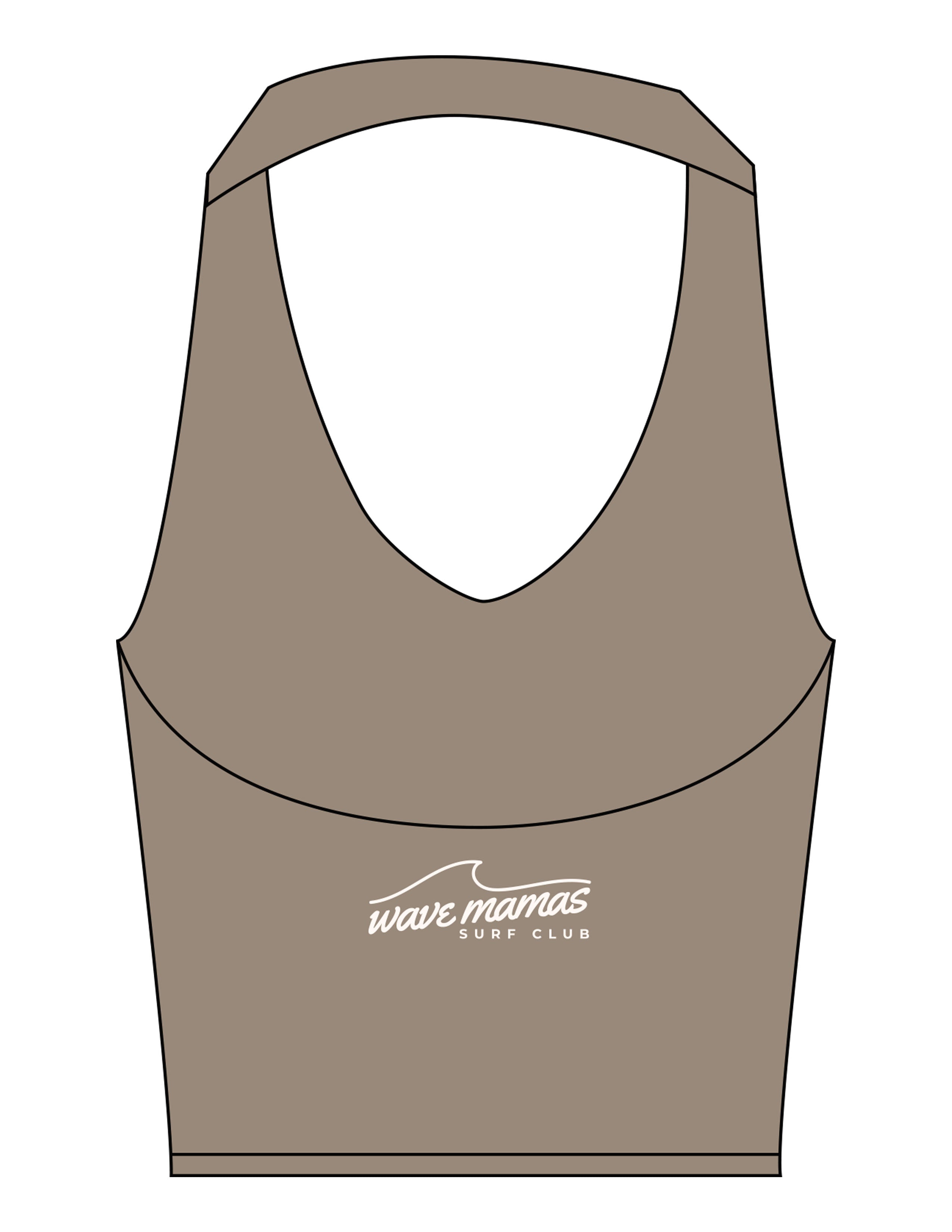The Halter Tank - Brown - Wave Mamas - Center Back Stacked -  Printed - Off White