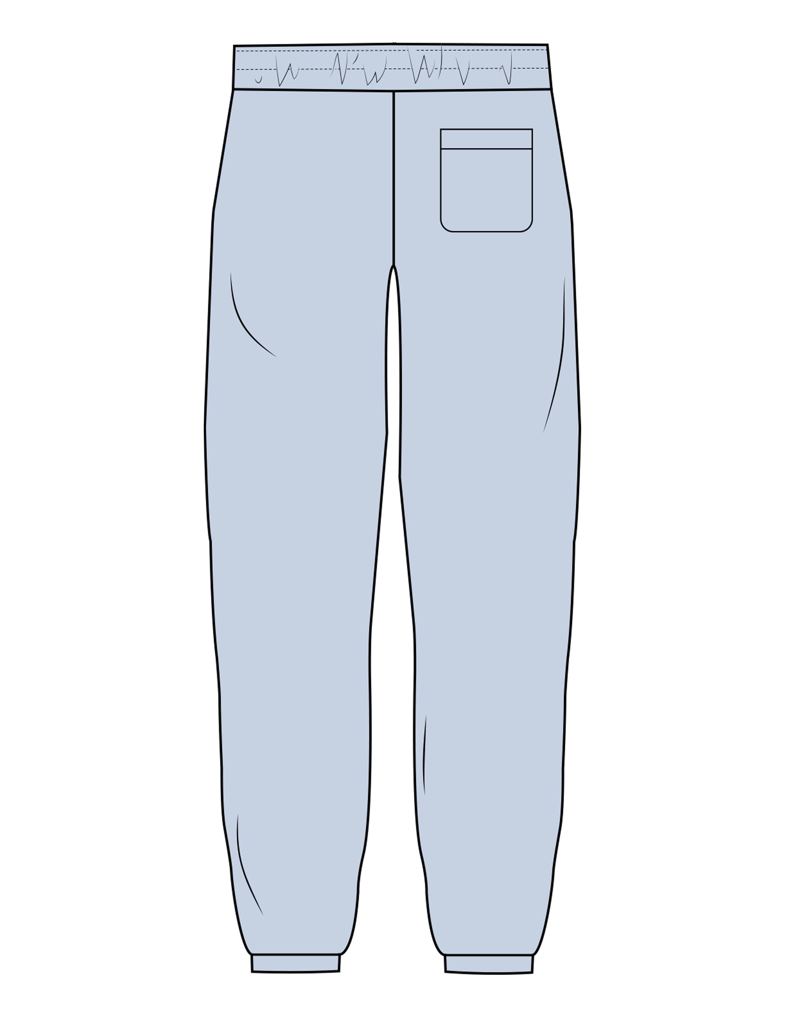 The Mens Sweatpants - Powder - Movement With Chels - Left Leg - Printed - Dark Blue