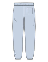 The Mens Sweatpants - Powder - Movement With Chels - Left Leg - Printed - Dark Blue