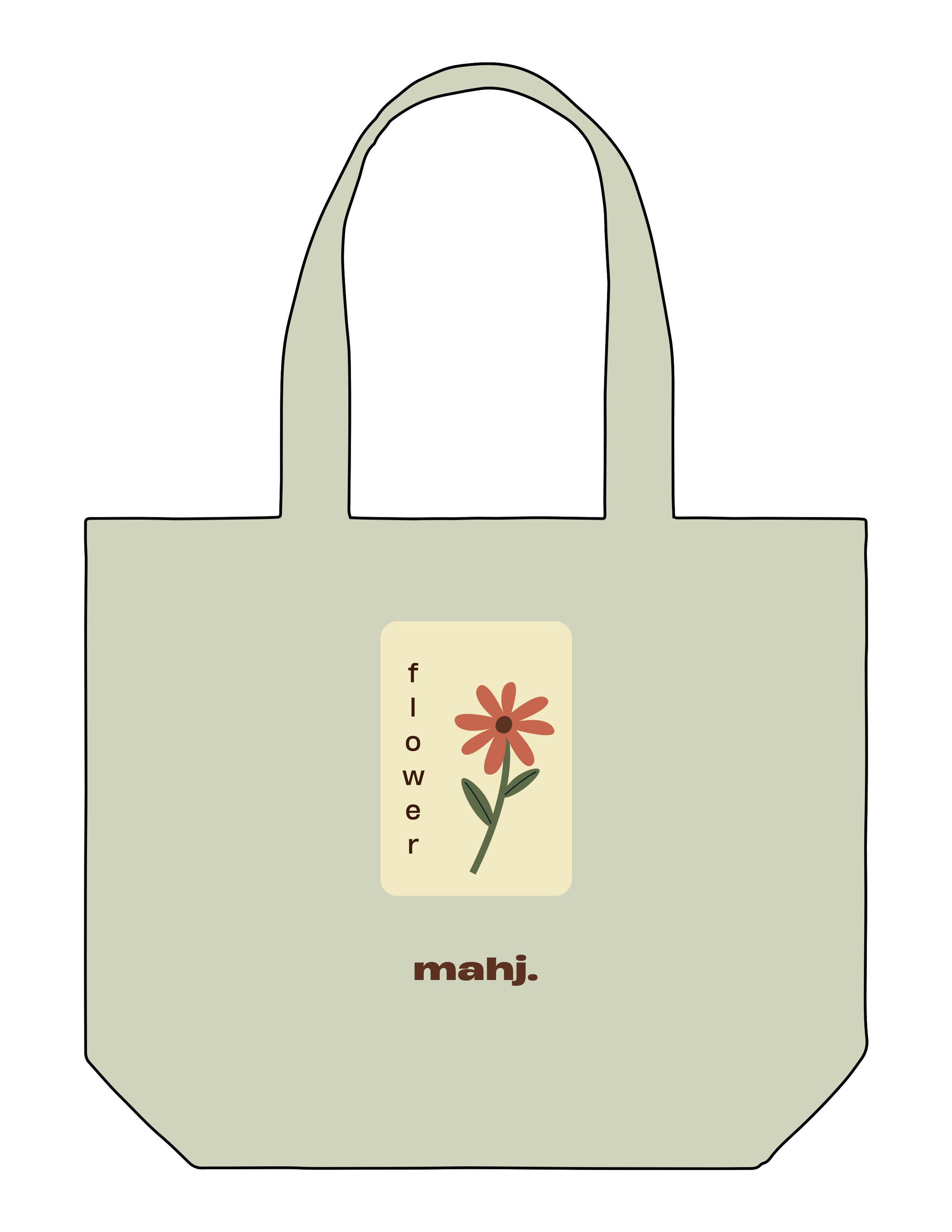 The Tote Bag - Lime  - Barnes. The Label - Center Body Flower - Printed - Full Color
