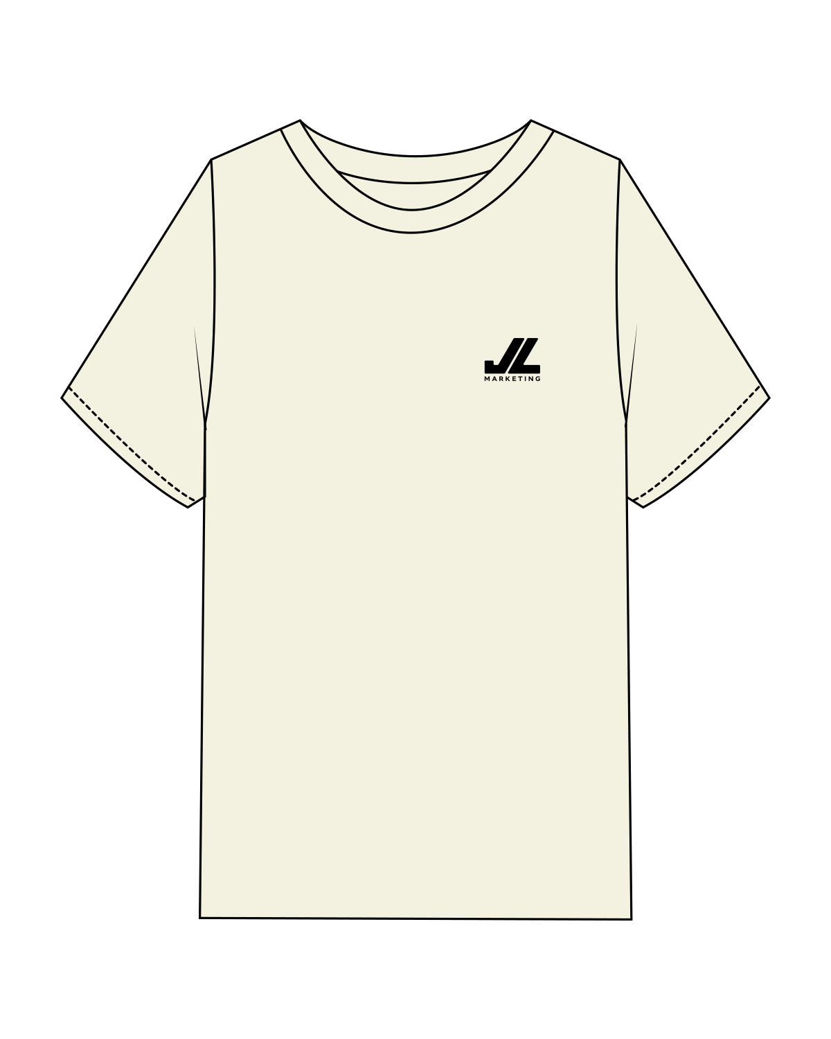 The Womens Heavyweight Tee - Butter - JL Marketing - Left Chest - Printed - Black
